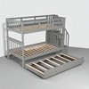 Twin Over Twin Stairway Bunk Bed with Trundle, Storage Shelves, Convertible Design, Solid Wood Frame, Slat Support - 3 of 4