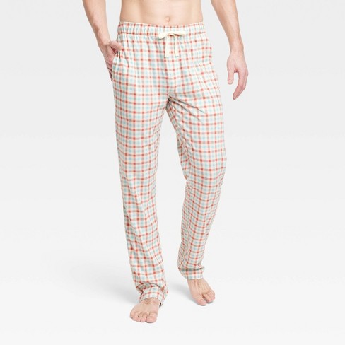 Men's Rose and Turquoise Gingham Knit Pajama Pants - Goodfellow & Co™ Cream  S