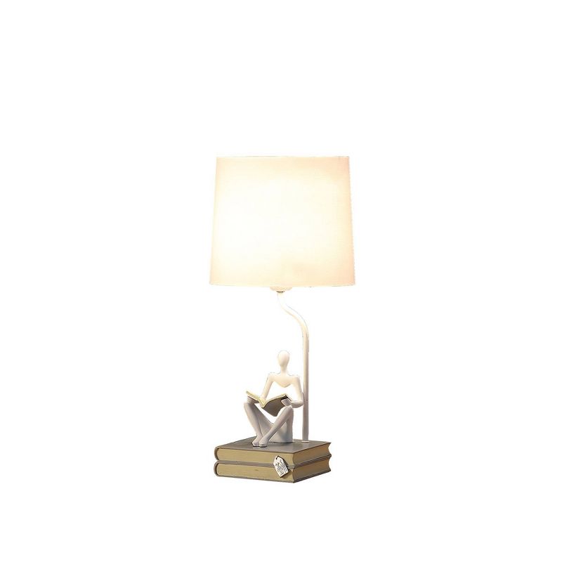 20.5&#34; Reader Sitting A Gray Stack of Books Polyresin Table Lamp White - Ore International, 2 of 5