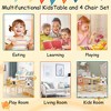 Lirago Kids Wood Table and 4 Chairs Set Children Activity Table Toddler Furniture Set Cartoon Animals Design for 3-8 Years Old White - 3 of 4