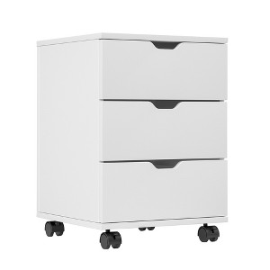 YONWAY Vertical Filing Cabinet Rolling Wood Mobile File Cabinets Under Desk with Casters and 3-Drawer for Home Office (White, Non-Assembled) - 1 of 4
