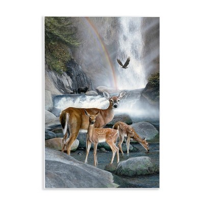 Stupell Industries Deer Family by Waterfall Wall Plaque Art