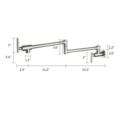Polished Chrome Wall-Mounted Pot Filler Faucet with Double Joint Swing Arm