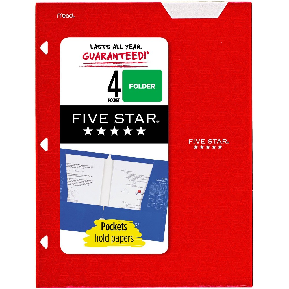 Photos - Accessory Five Star 4 Pocket Paper Folder Red