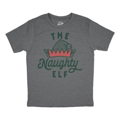 Youth The Naughty Elf T Shirt Funny Bad Behavior Xmas Elves Joke Tee For Kids - Crazy Dog Youth T Shirt
