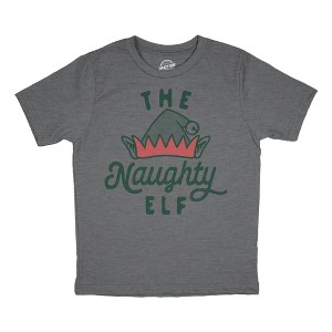 Youth The Naughty Elf T Shirt Funny Bad Behavior Xmas Elves Joke Tee For Kids - Crazy Dog Youth T Shirt - 1 of 4