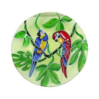 18" Glass Birdbath with Colorful Parrot - Alpine Corporation