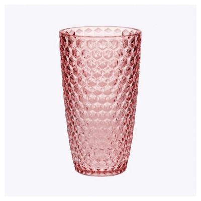 Diamond Cut Acrylic Glasses Drinking Set of 4 (19oz), Plastic Drinking Glasses, BPA Free Cocktail Glasses, Drinkware Set, Drinking Water Glasses