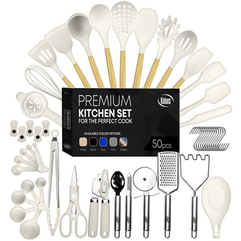 Kaluns Kitchen Utensils Set, 50 Piece Silicone And Stainless Steel Cooking Utensils, Dishwasher Safe and Heat Resistant Kitchen Tools, 1 of 8