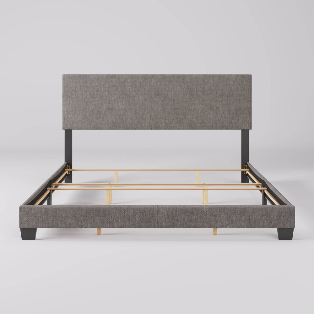 Photos - Bed CorLiving Celeste Modern Upholstered King  Gray  