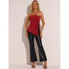INSPIRE CHIC Women's Drawstring Ruched Asymmetrical Ruffle Hem Bandeau Tops - 4 of 4