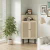 Hooseng Rattan Freestanding Bar Storage Cabinet, 4-Tier Corner Cabinet with Doors and Shelves, Corner Table for Small Spaces - 3 of 4