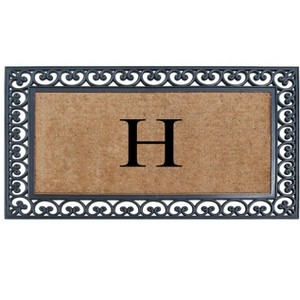 A1HC Natural Rubber & Coir 30x48, Monogrammed Doormat For Outdoor Entrance, Anti-Shed Treated Mat - 1 of 4