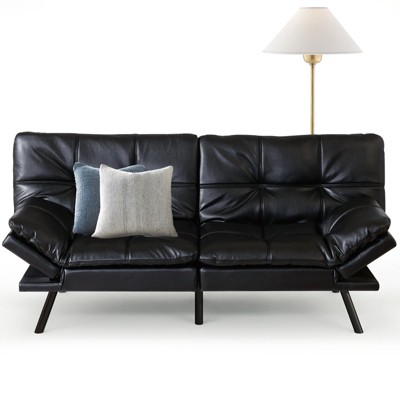 Dyonery 71" Memory Foam Futon Sofa Bed| Convertible Sleeper Sofa with 3-Position Adjustable Backrest and 4-Position Armrest