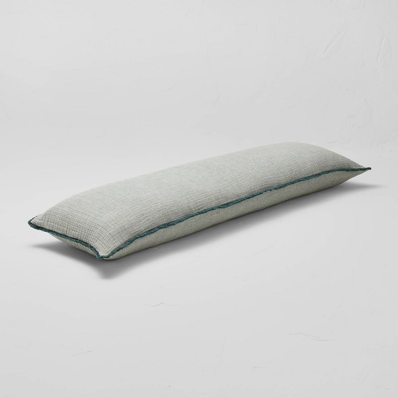 Lumbar Textured Chambray Cotton Bed Decorative Throw Pillow  - Casaluna™, 3 of 5