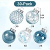 30-Count 2.36-inch Clear Plastic Shatterproof Christmas Ornaments Clear/Blue - 3 of 4