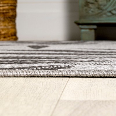 Havana Gray/Black Tropical Palm 4' x 6' Synthetic Area Rug