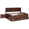 Full Size Wooden Captain Bed/Daybed with Built-in Storage Shelves, 4 Drawers and 2 Cabinets, Antique Brown - ModernLuxe - 4 of 4