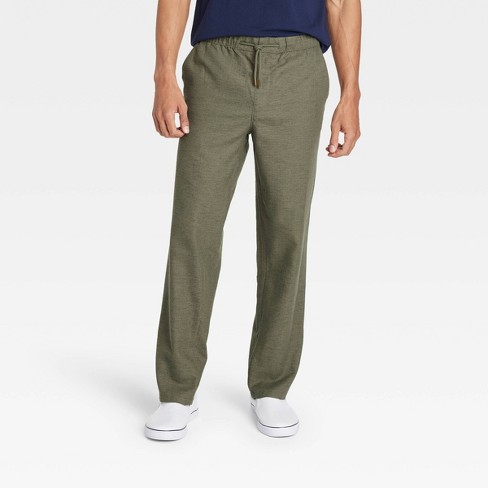 Men's Regular Fit Linen Straight Trousers - Goodfellow & Co™ Olive