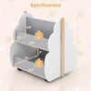 Infans Kids Wooden Bookshelf w/ Wheels 2-Tier Toy Storage Shelf Double-sided Bookcase - 2 of 4