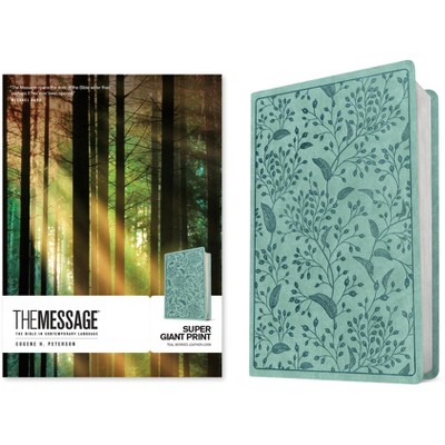 The Message Super Giant Print (Leather-Look, Teal Berries) - by  Eugene H Peterson (Leather Bound)