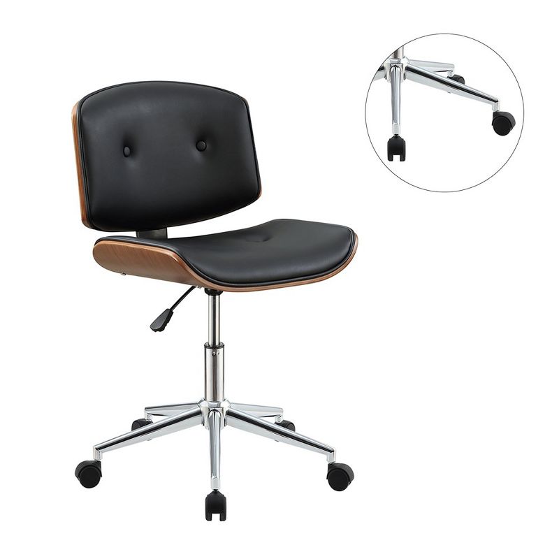 Simple Relax Leatherette Office Chair in Black and Walnut Finish, 4 of 5