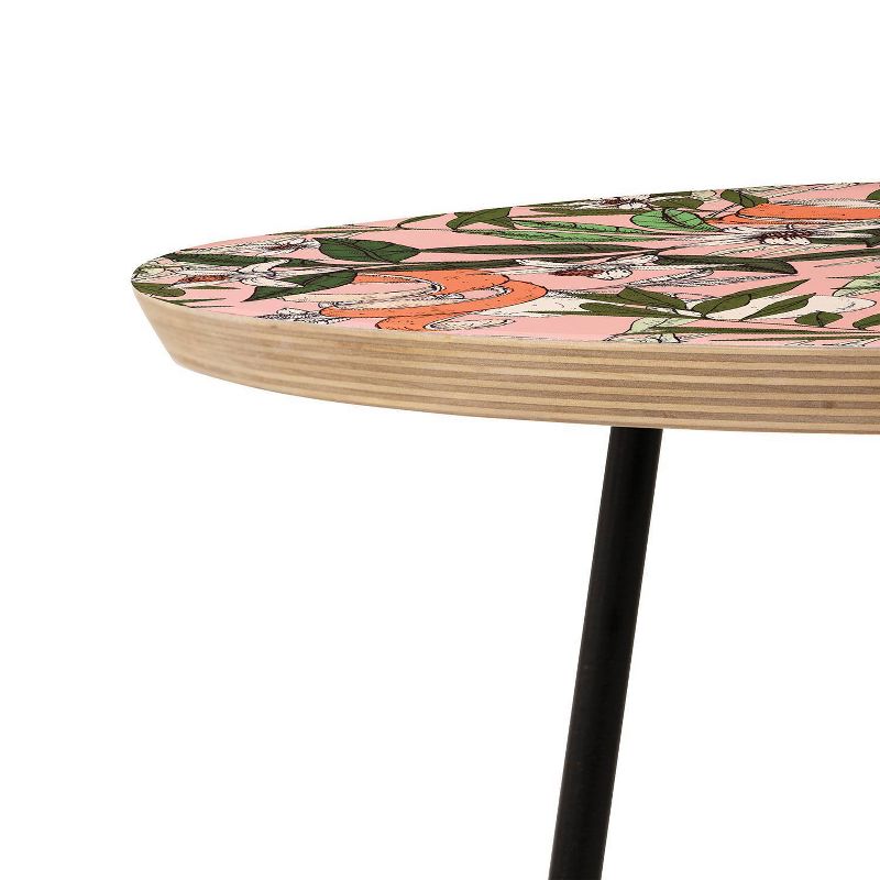 Round Marta Barragan Camarasa Olives In The Orange Flowers Side Table Pink/Black - Deny Designs, 4 of 6