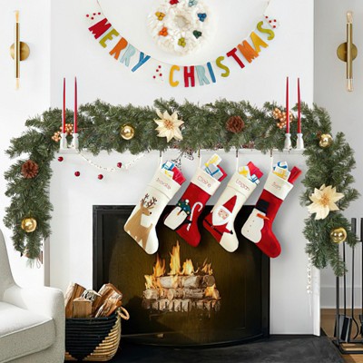 6 ft Pre-lit Holiday Christmas Garland with Lights with 20 LED Ligts Pinecones Berries Poinsettia