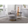 SKRAN Teddy Swivel Barrel Chair, Swivel Accent Chairs Armchair for Living Room for Bedroom, Round Barrel Chairs with Gold Stainless Steel Base(Grey) - 2 of 4