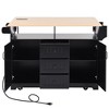 Maliang 55.7'' Large Kitchen Island with 2 Drop Leaf, Power Outlet, Spice & Towel Rack , 3 Drawers, for Kitchen, Dining Room - 4 of 4