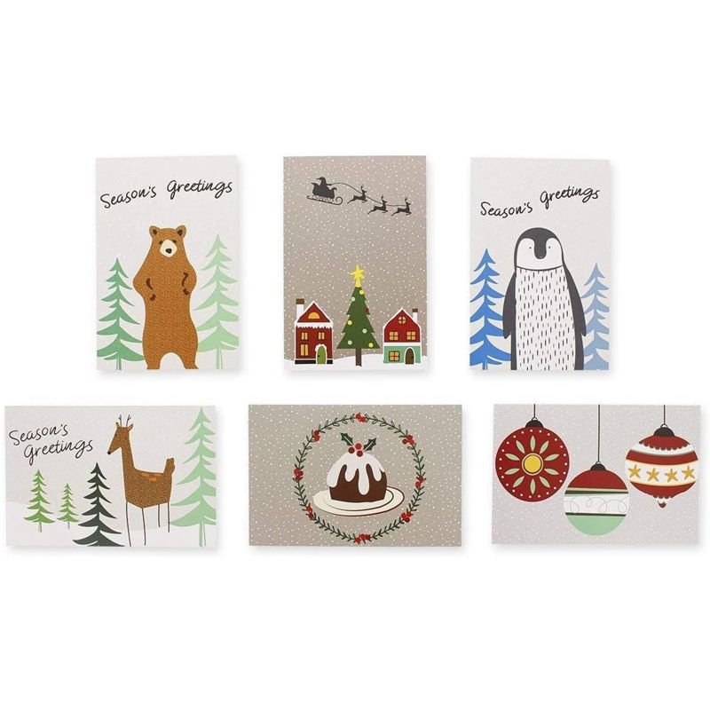 Sustainable Greetings 36-Pack Merry Christmas Greeting Cards and Envelopes, Cute Animals Designs (4 x 6 In), 4 of 7