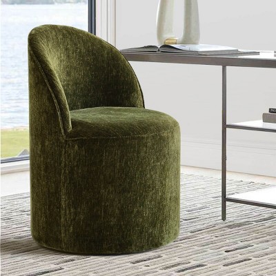Best Home Office Chair with Wheels Chenille Barrel Upholstered Office Chair Armless for Home Office,Living Room-Tanpinhause