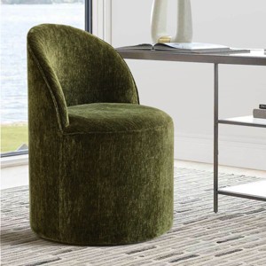 Best Home Office Chair with Wheels Chenille Barrel Upholstered Office Chair Armless for Home Office,Living Room-Tanpinhause - 1 of 4