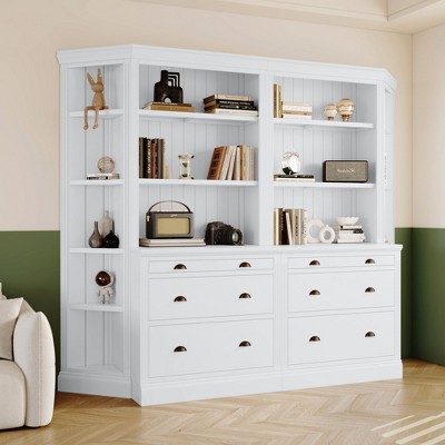 NicBex Bookcases for Living Room 83.4" H 5 Tier Corner Bookcase with LED Light Open Corner Plant Display for Small Spaces Office Home