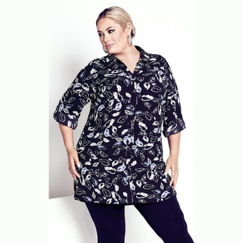 AVENUE | Women's Plus Size Blouse Longline - Brushed Diamond - 26W/28W