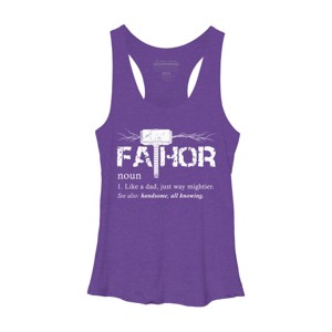 Women's Design By Humans Viking Mightier Hero Fa-Thor Dad By EijhaBuddha Racerback Tank Top - 1 of 2