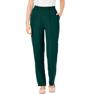 Woman Within Women's Plus Size Petite Hassle Free Woven Pant - 1 of 4