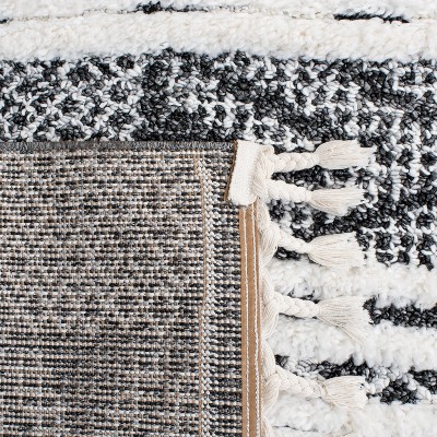Braided Black Diamond Shag Synthetic Area Rug 5'3" x 7'6"