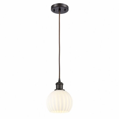 White Venetian - 1 Light Cord Hung Mini Pendant In Modern Style-8 Inches Tall and 6 Inches Wide