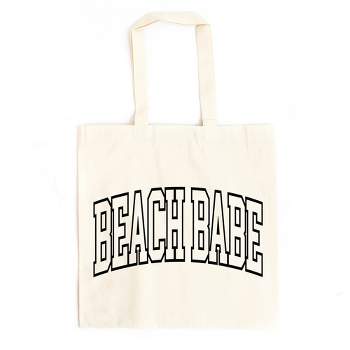 City Creek Prints Beach Babe Varsity Canvas Tote Bag - 15x16 - Natural
