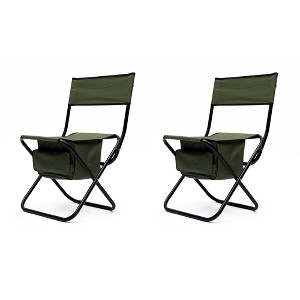 Sevobal Outdoor Portable Chairs, Portable Camping Chairs with Storage Bag and Anti-slip Feet for Camping Tailgates Beach, 2PCS, Green, 19.3"*13"*30.5" - 1 of 4