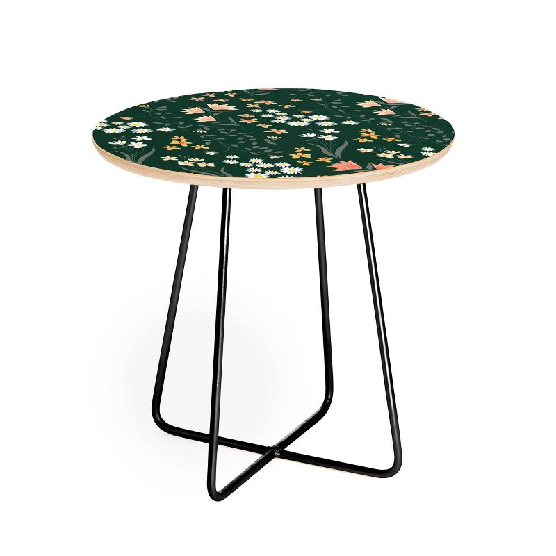 Round Emanuela Carratoni Meadow Flowers Theme Side Table - Deny Designs, 1 of 6