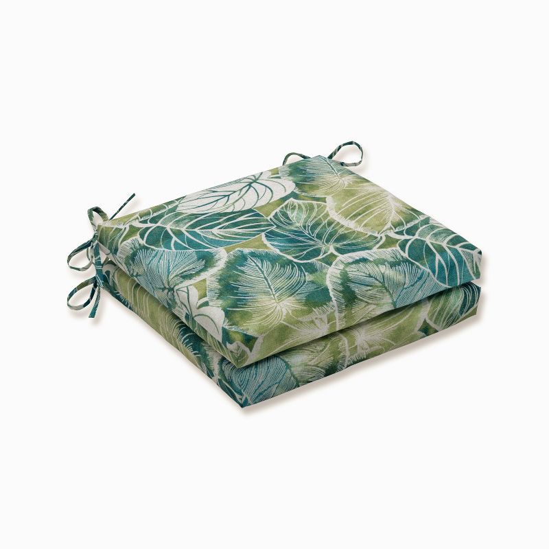 Key Cove Floral 2pc Outdoor Seat Cushion Set Green - Pillow Perfect, 1 of 10