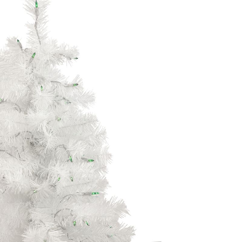 Northlight 3' Prelit Artificial Christmas Tree Slim White Tinsel - Green Lights, 4 of 7
