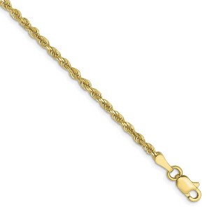 Black Bow Jewelry 2.5mm 10k Yellow Gold Solid Diamond Cut Rope Chain Bracelet - 1 of 4