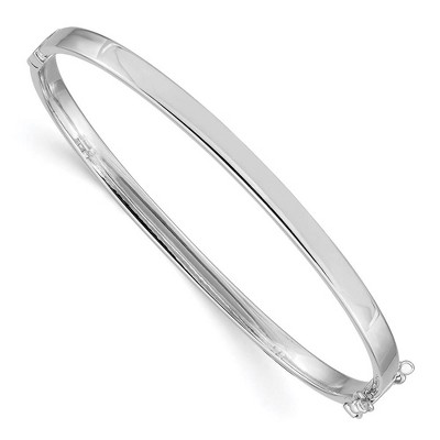 Black Bow Jewelry 4mm 14k White Gold High Polished Flat Hinged Bangle Bracelet