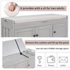 Airsurfer Storage Bench with 3 Shutter Doors, Shoe Bench with Removable Cushion, Hidden Storage for Entryway, Bedroom, or Living Room，Gray - 2 of 4
