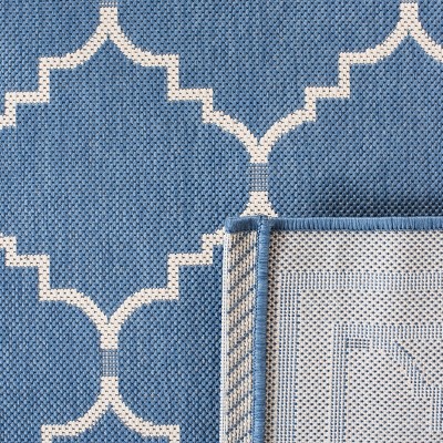 Courtyard Blue and Beige Synthetic Outdoor Area Rug