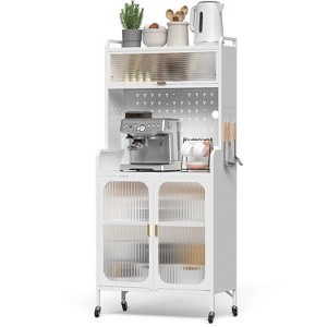 Fortune Candy 66" Tall Metal Pantry Cabinet with Wheels, Modern Kitchen Storage Sideboard, Adjustable Cupboard for Kitchen or Dining Room - 1 of 4