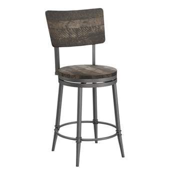 Jennings Wood and Metal Swivel Counter Height Barstool Rubbed Pewter Gray - Hillsdale Furniture